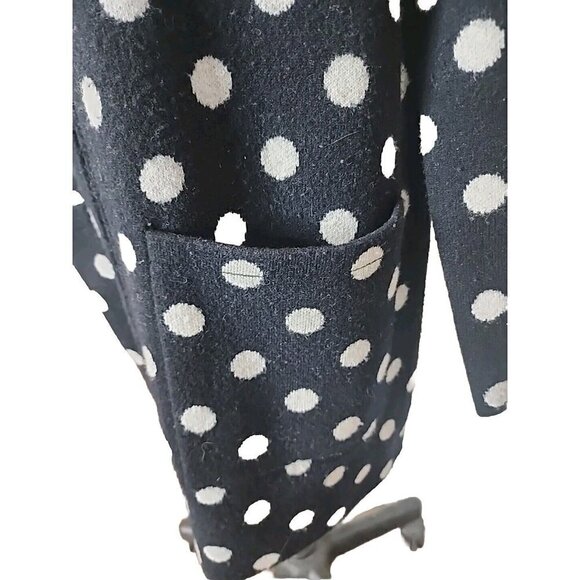 Anthropologie FIELD FLOWER HTF Black Polka Dot Wool Sweater Coat Dots Petite MP - Picture 4 of 12